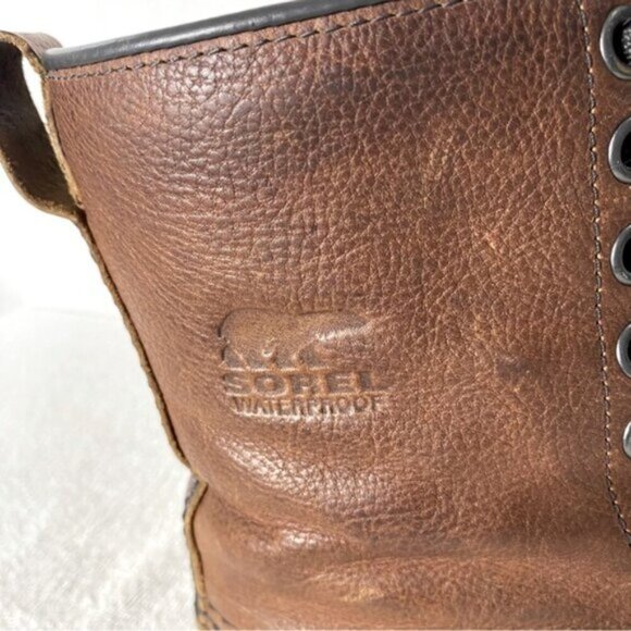 Vintage Sorel Premium T Brown Leather W Rubber Lace Up Winter Boots 8.5 - Picture 10 of 14
